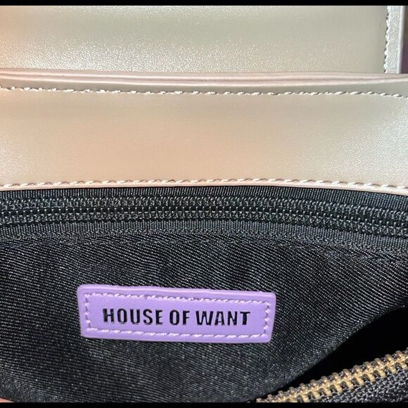 House of Want Taupe Snack Top Handle Satchel Vegan Leather NWD - Picture 8 of 11